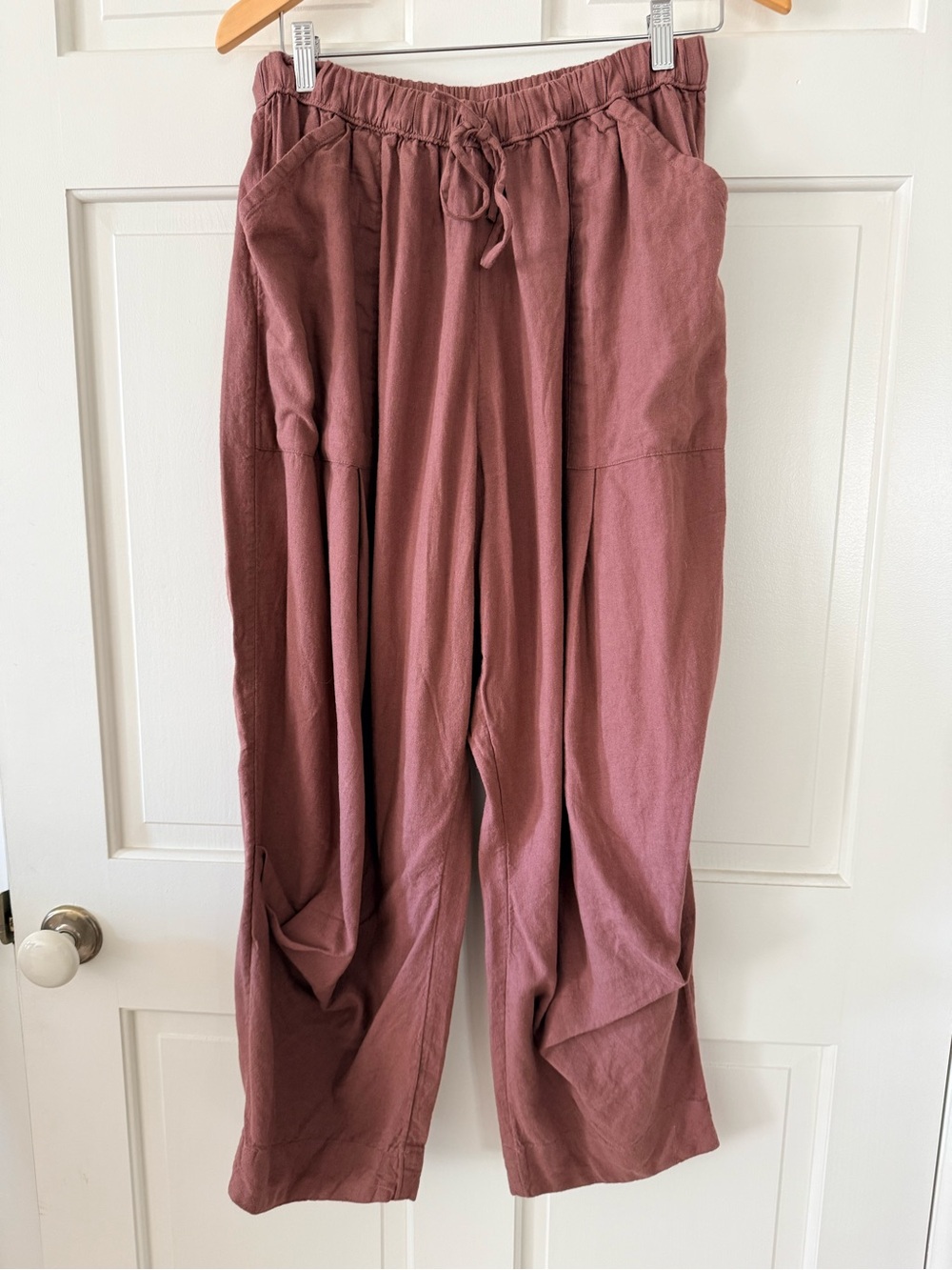 Free People Blush Mauve Drawstring linen Pants - S